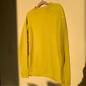 NIKE pro combat yellow long sleeve